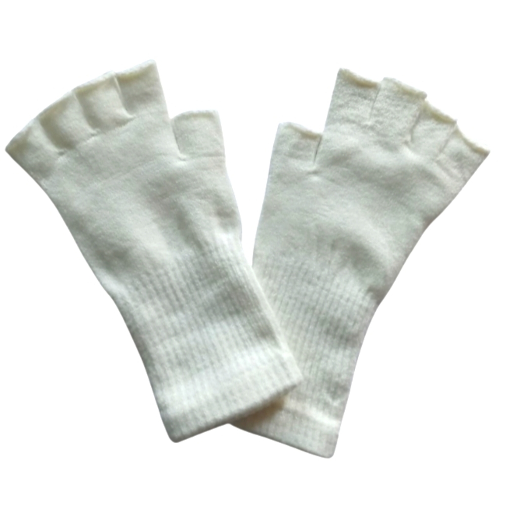 NWOT Premillow White Unisex Fingerless, Half Finger, Long Cuff  Winter Gloves